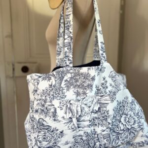 Box couture Le grand cabas d’Archibald Toile de Jouy* & éponge Bleu