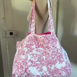 Box couture Le grand cabas d’Archibald Toile de Jouy* & éponge Rose