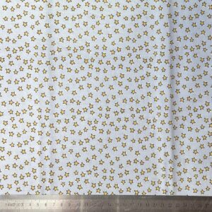 COUPON Coton imprimé motifs étoile Coloris moutarde et gris Laize 1,60m x 1,30m