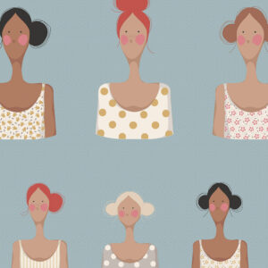 Coupon coton imprimé collection me and my friends sky Tilda Coloris fond bleu laize 1,10m x 0,60m