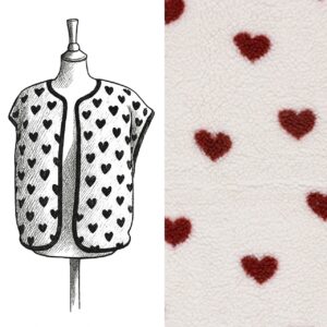 Box couture Gilet sans manche sherpa coeurs (adultes)