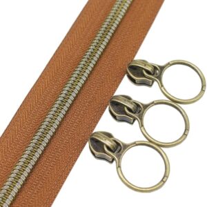 Curseur-anneau supplémentaire pour fermeture éclair au mètre métal viel or