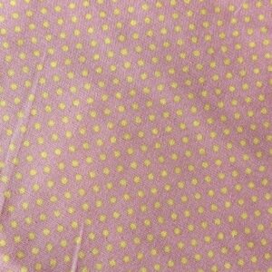 Coton faux uni Spot On Makower Coloris PY fond rose pois jaune Laize 1,10m x 0,10m