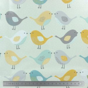 Coupon de coton enduit Fryett’s motifs  motifs oiseaux 50cm x 70cm