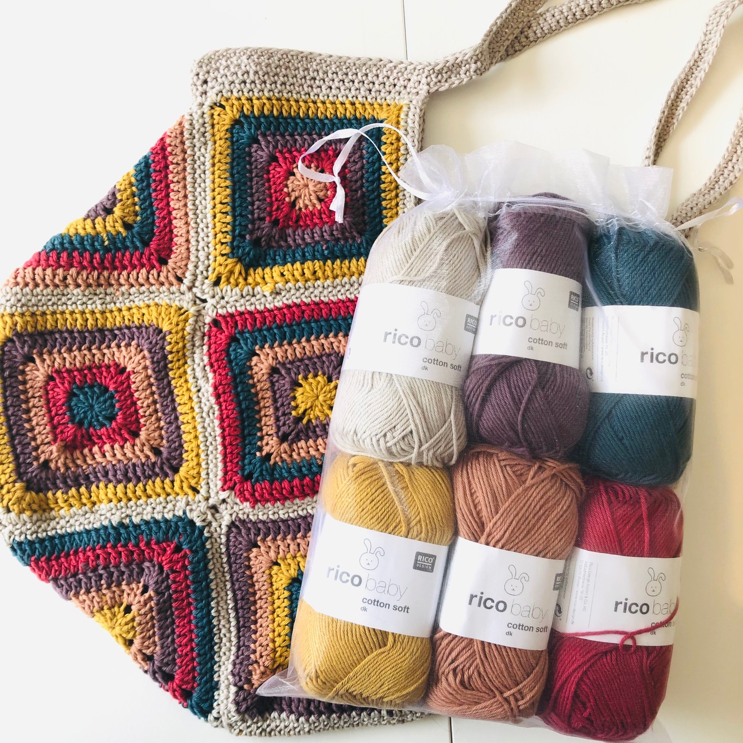 Cabas au Crochet : lot de pelotes pour réaliser votre cabas au crochet -  coloris classiques