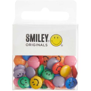 .Perles plastique Smiley multicolores 9mm 35pcs