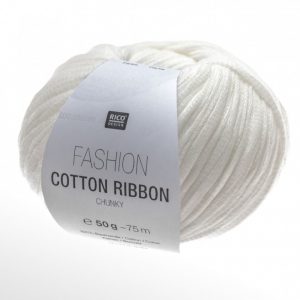 Fashion Cotton Ribbon Chunky Rico Design 50g Coloris blanc 001