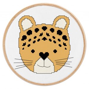 Kit broderie point de croix – Tableautin – Petit léopard