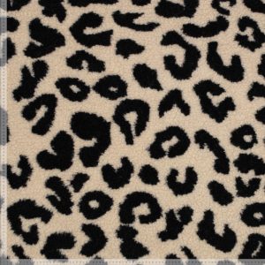 Maille Jacquard Leopard fond écru motifs noirs Laize 1,55m x 0,10m (minimum 0,5m)