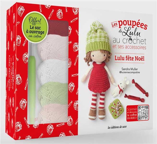 Coffret Lulu fête Noël : poupée au crochet et ses accessoires - kit crochet