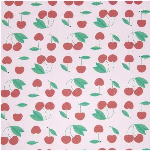 Coton Popeline Cerises sur fond rose  Rico Design – 1,40m x 0,10m