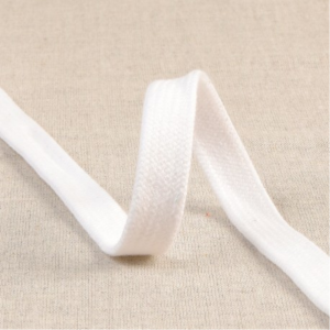 Cordon tubulaire plat coton 15mm – prix au mètre blanc